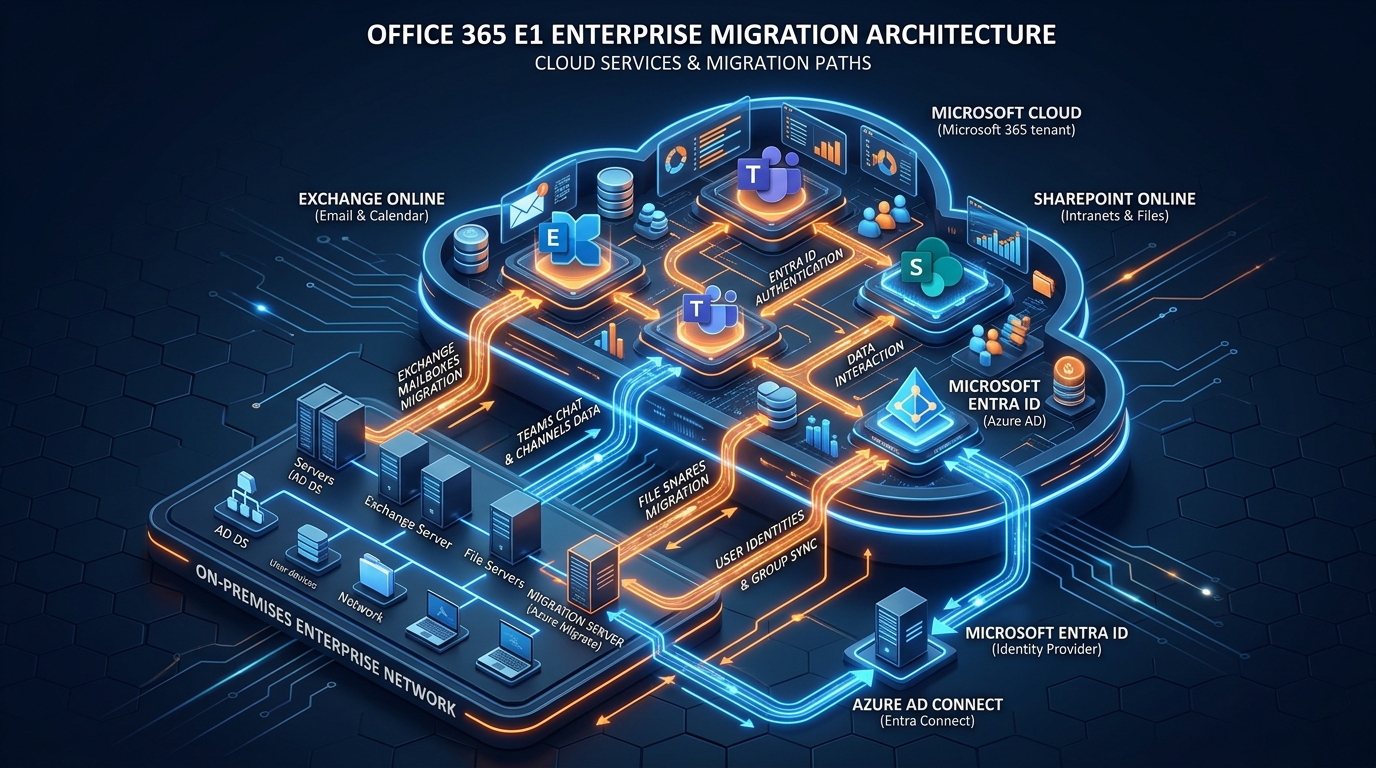 Office 365 E1 Enterprise Cloud Migration Architecture
