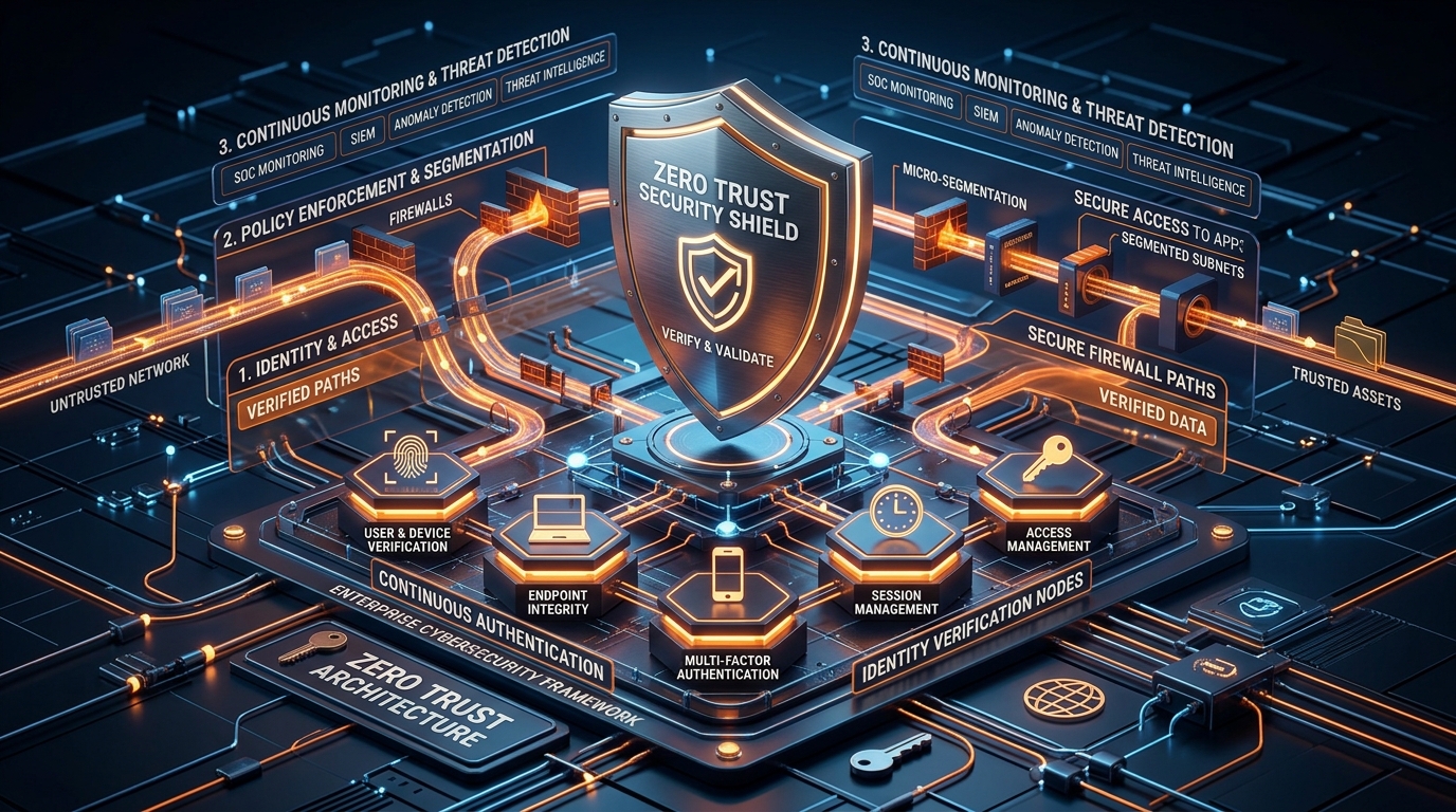 Enterprise Cybersecurity Zero Trust Security Framework 3D Model